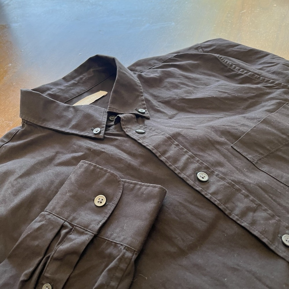 Everlane Uniform Mens Black Cotton Oxford Button Down Shirt Large Workwear OCBD
